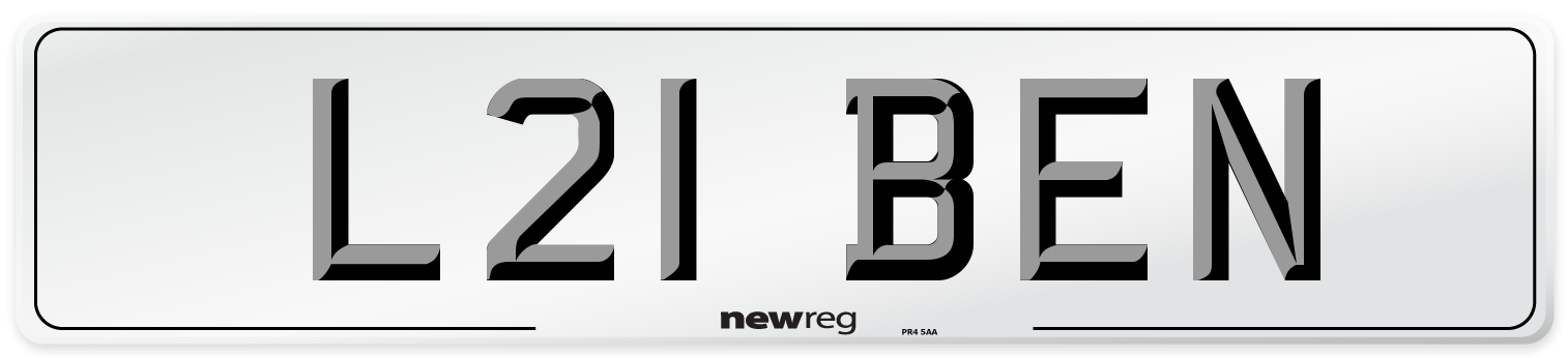 L21 BEN Number Plate from New Reg